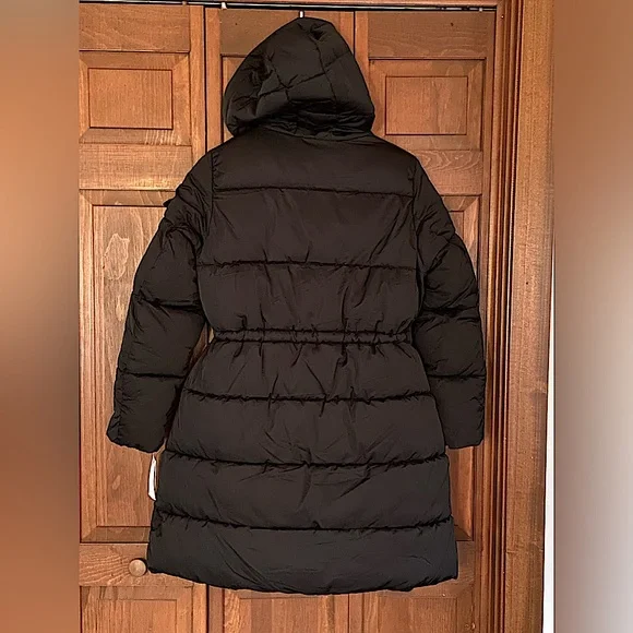 🏷️ BNWT STEVE MADDEN LONG BLACK WINTER COAT~MD~w/THUMB HOLES & POCKETS - Picture 12 of 13